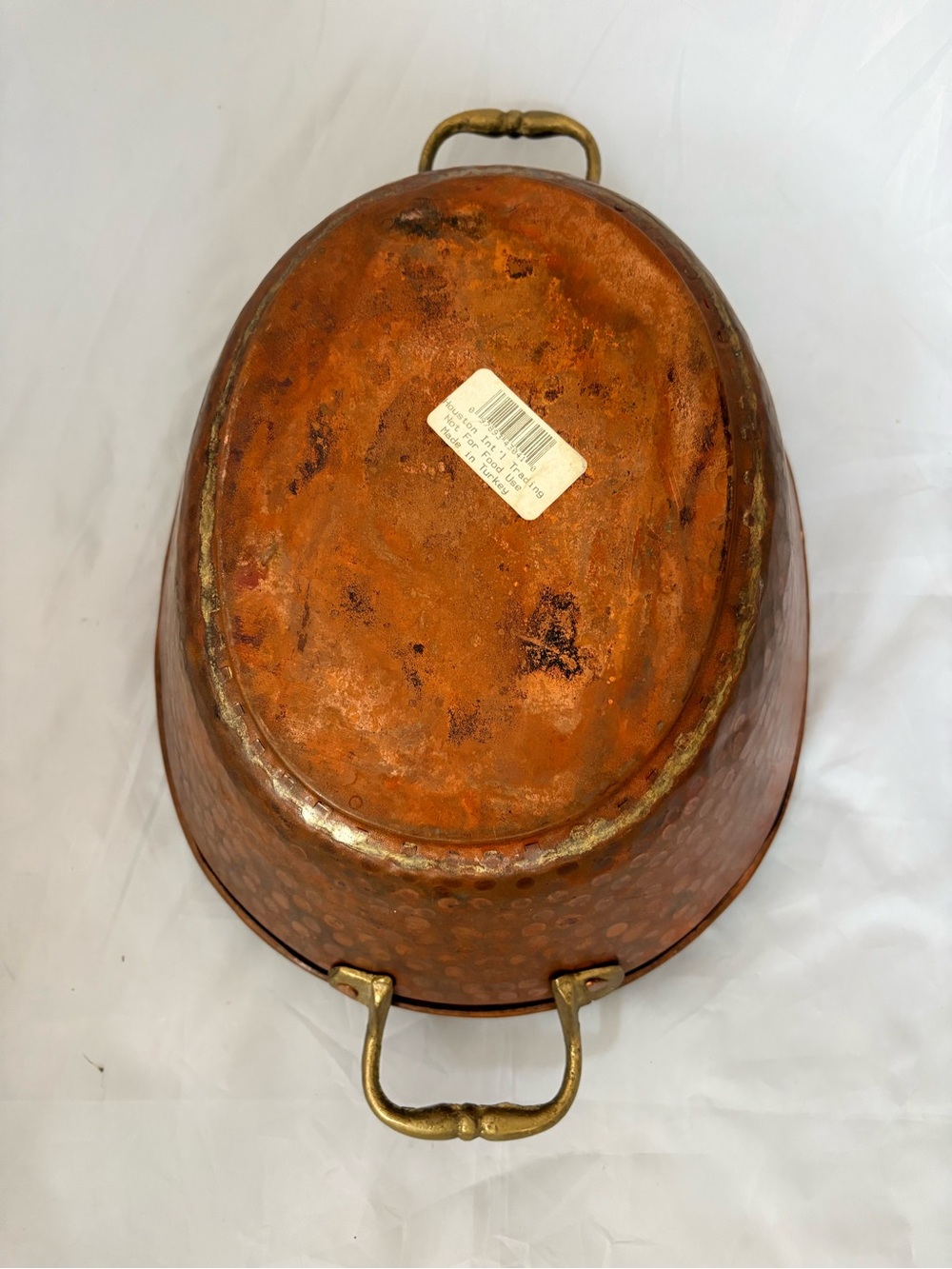 Houston International Trading India Oval Serving Tub w Brass Handles - Copper - Picture 5 of 7